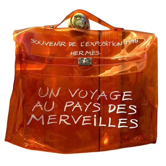 Hermes Handbags - Authentic Vintage Hermes’ Orange Vinyl Kelly 1998 Japan Exhibition Tote Bag